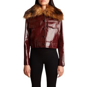 ✨ KHAITE ✨ faux fur collar leather jacket